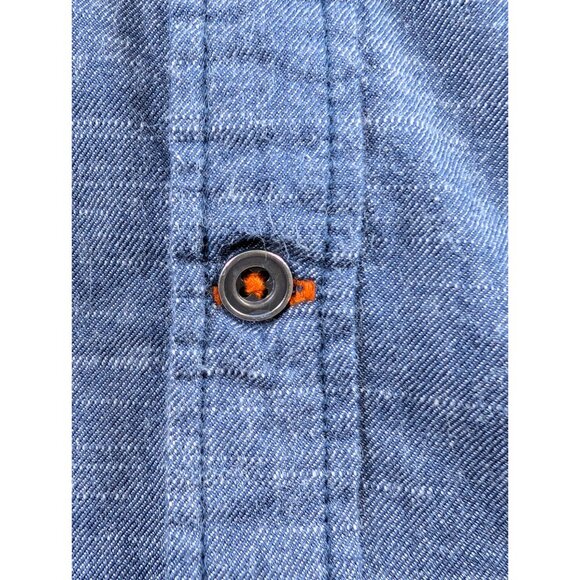 Buffalo David Bitton Mens Large Blue Denim Metal Button Up Long Sleeve Shirt - Picture 7 of 15